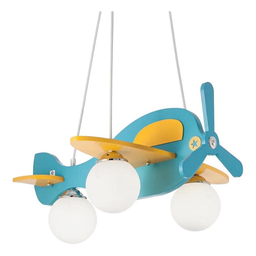 Ideal Lux - Παιδικό κρεμαστό φωτιστικό οροφής AVION 3xE27/28W/230V μπλε
