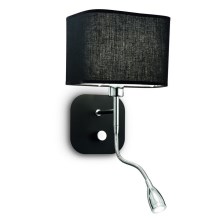 Ideal Lux - Φως τοίχου 1xE14/40W/230V + LED/1W/230V μαύρο