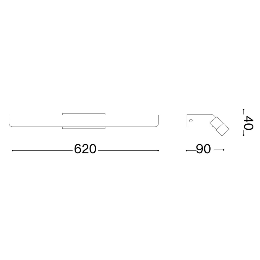 Ideal Lux - Φωτισμός καθρέφτη μπάνιου LED RIFLESSO LED/16W/230V 62 cm CRI 90 IP54 μαύρο