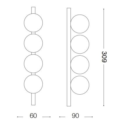 Ideal Lux - Φωτιστικό οροφής LED PING PONG 4xLED/3W/230V CRI 90 ορείχαλκος