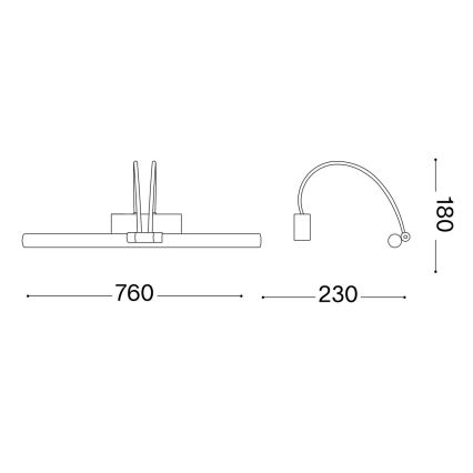Ideal Lux - Φωτιστικό πίνακα LED BOW LED/8W/230V 76 cm CRI 90 χρυσό