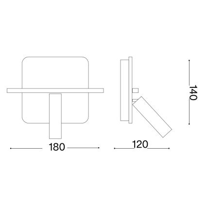 Ideal Lux - Φωτιστικό σποτ τοίχου LED PIANO LED/11,5W/230V USB μαύρο