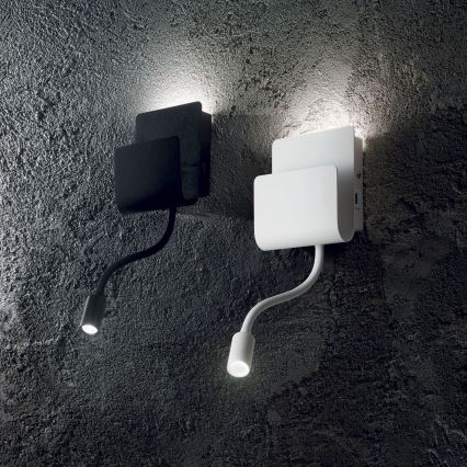 Ideal Lux - Φωτιστικό σποτ τοίχου LED με ένα εύκαμπτο μικρό φωτιστικό PROBE LED/9,5W/230V USB CRI 90 μαύρο