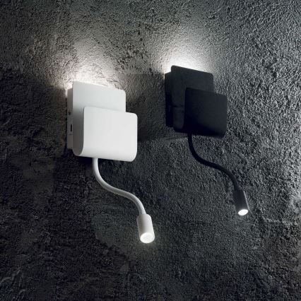 Ideal Lux - Φωτιστικό σποτ τοίχου LED με ένα εύκαμπτο μικρό φωτιστικό PROBE LED/9,5W/230V USB CRI 90 λευκό