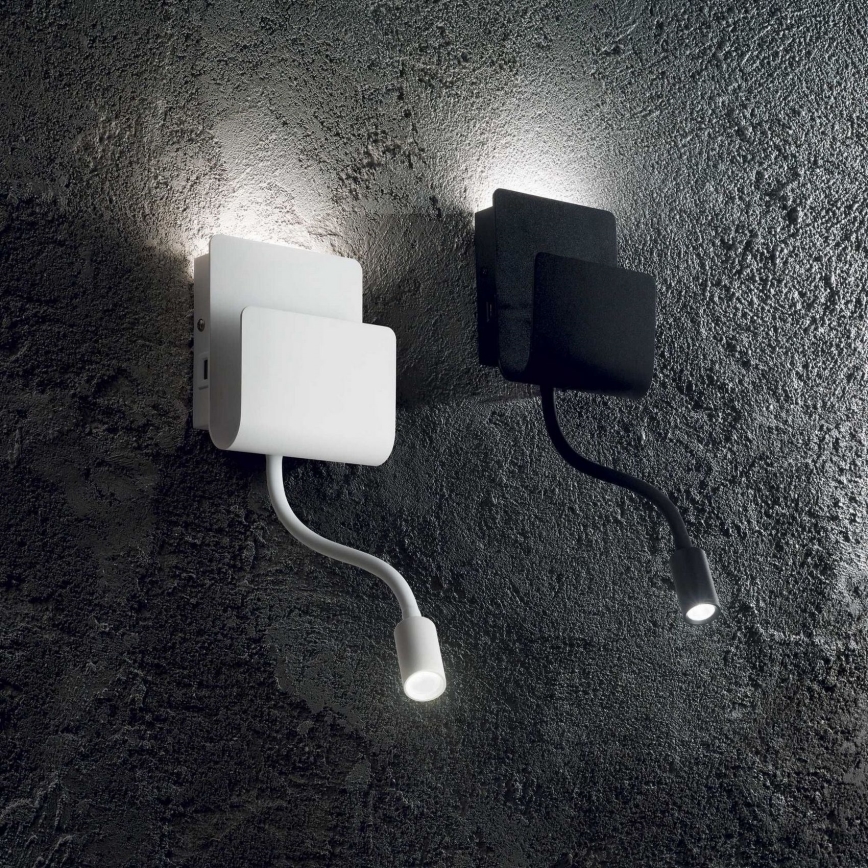 Ideal Lux - Φωτιστικό σποτ τοίχου LED με ένα εύκαμπτο μικρό φωτιστικό PROBE LED/9,5W/230V USB CRI 90 λευκό