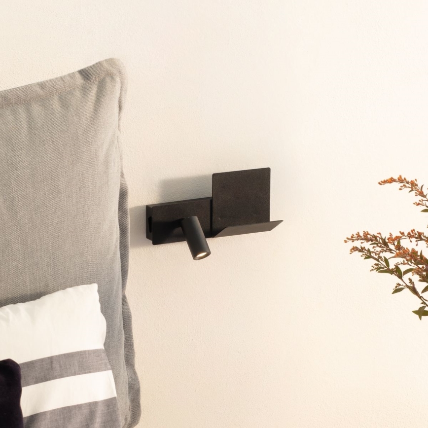 Ideal Lux - Φωτιστικό τοίχου LED KOMODO LED/4,5W/230V USB CRI 90 μαύρο