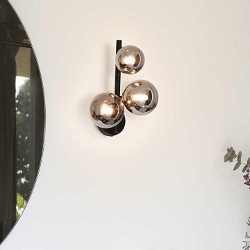 Ideal Lux - Φωτιστικό τοίχου LED PERLAGE 3xG9/3W/230V μαύρο/φιμέ