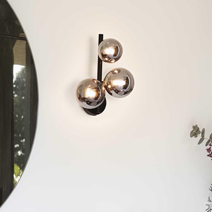 Ideal Lux - Φωτιστικό τοίχου LED PERLAGE 3xG9/3W/230V μαύρο/φιμέ