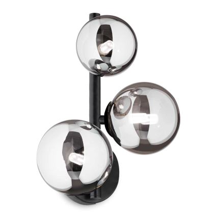 Ideal Lux - Φωτιστικό τοίχου LED PERLAGE 3xG9/3W/230V μαύρο/φιμέ