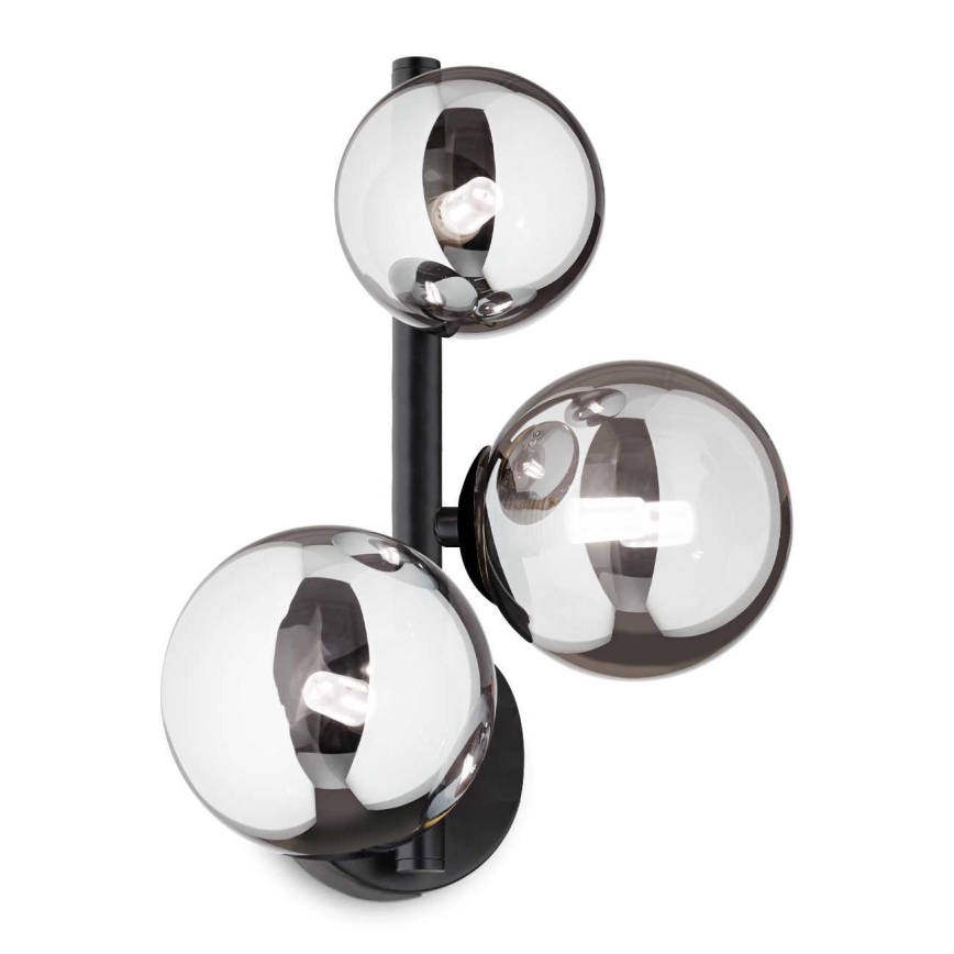 Ideal Lux - Φωτιστικό τοίχου LED PERLAGE 3xG9/3W/230V μαύρο/φιμέ