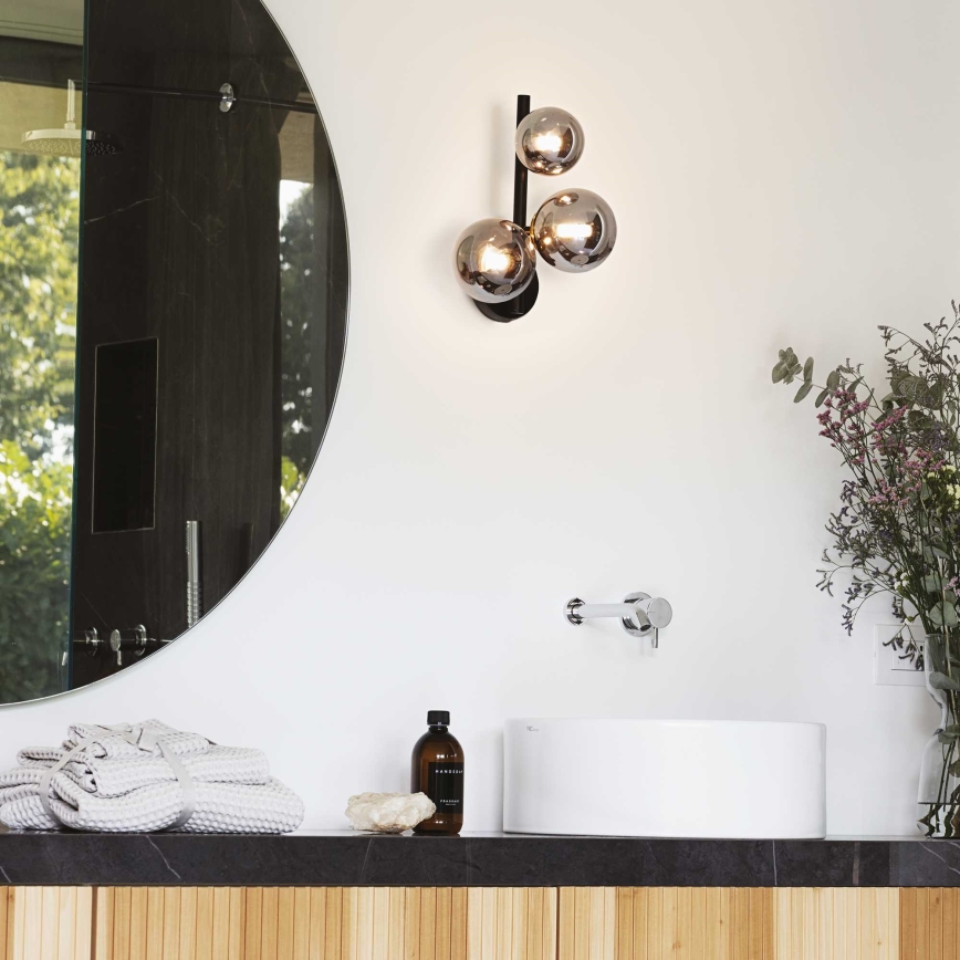 Ideal Lux - Φωτιστικό τοίχου LED PERLAGE 3xG9/3W/230V μαύρο/φιμέ