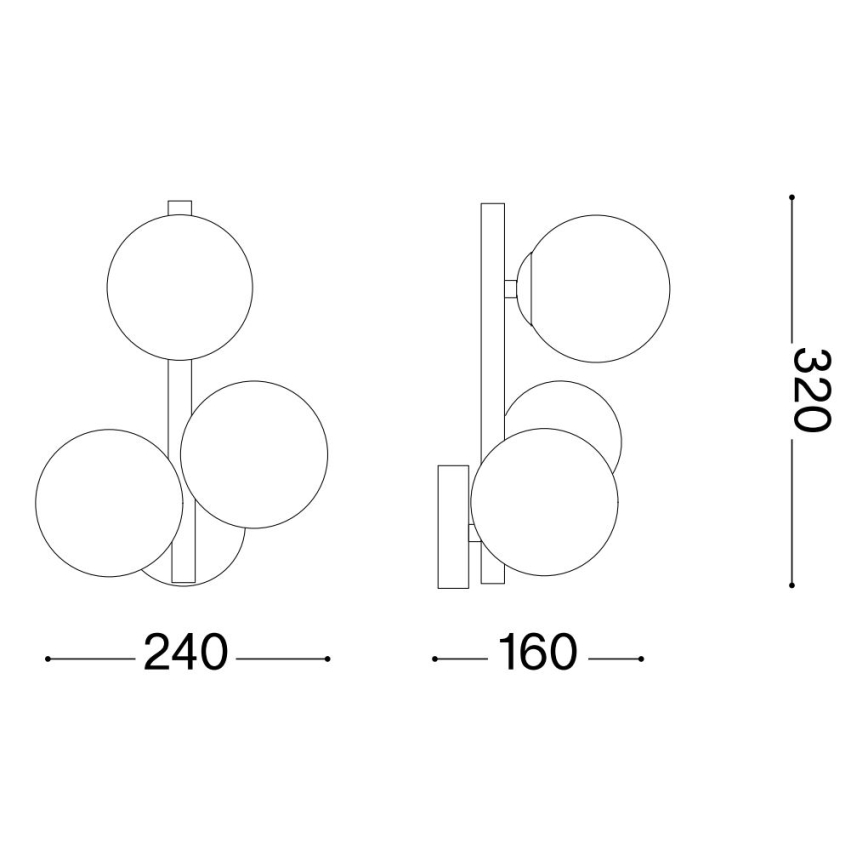 Ideal Lux - Φωτιστικό τοίχου LED PERLAGE 3xG9/3W/230V μαύρο/φιμέ
