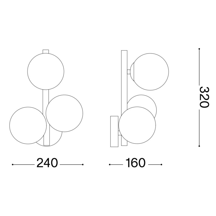 Ideal Lux - Φωτιστικό τοίχου LED PERLAGE 3xG9/3W/230V χρυσό/φιμέ
