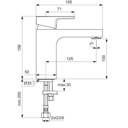 Ideal Standard A7105AA - Μπαταρία νιπτήρα EDGE 15,6 εκ. γυαλιστερό χρώμιο