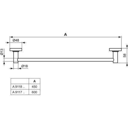 Ideal Standard A9117AA - Επιτοίχια κρεμάστρα πετσετών IOM 60 εκ. γυαλιστερό χρώμιο