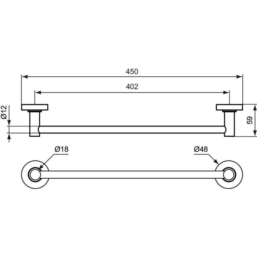 Ideal Standard A9117AA - Επιτοίχια κρεμάστρα για πετσέτες IOM 45 cm γυαλιστερό χρώμιο