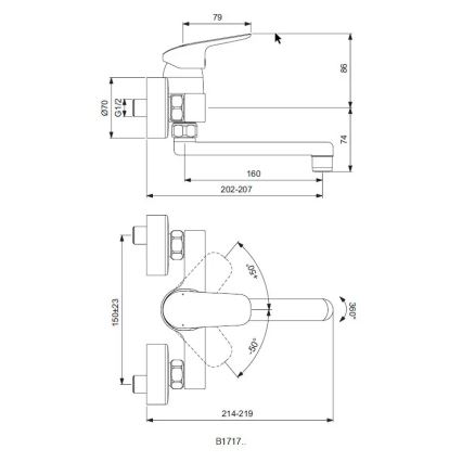 Ideal Standard B1717AA - Μπαταρία κουζίνας CERAFLEX σε γυαλιστερό χρώμιο