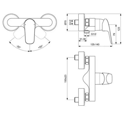 Ideal Standard B1720AA - Μπαταρία ντους CERAFLEX, γυαλιστερό χρώμιο
