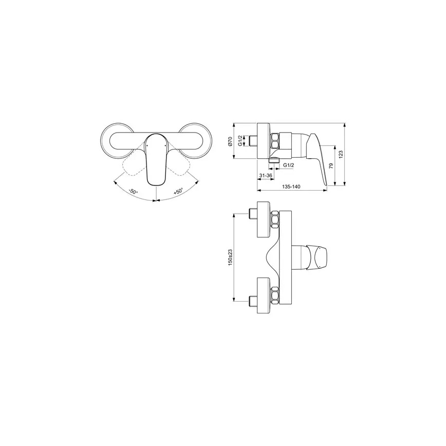 Ideal Standard B1720AA - Μπαταρία ντους CERAFLEX, γυαλιστερό χρώμιο