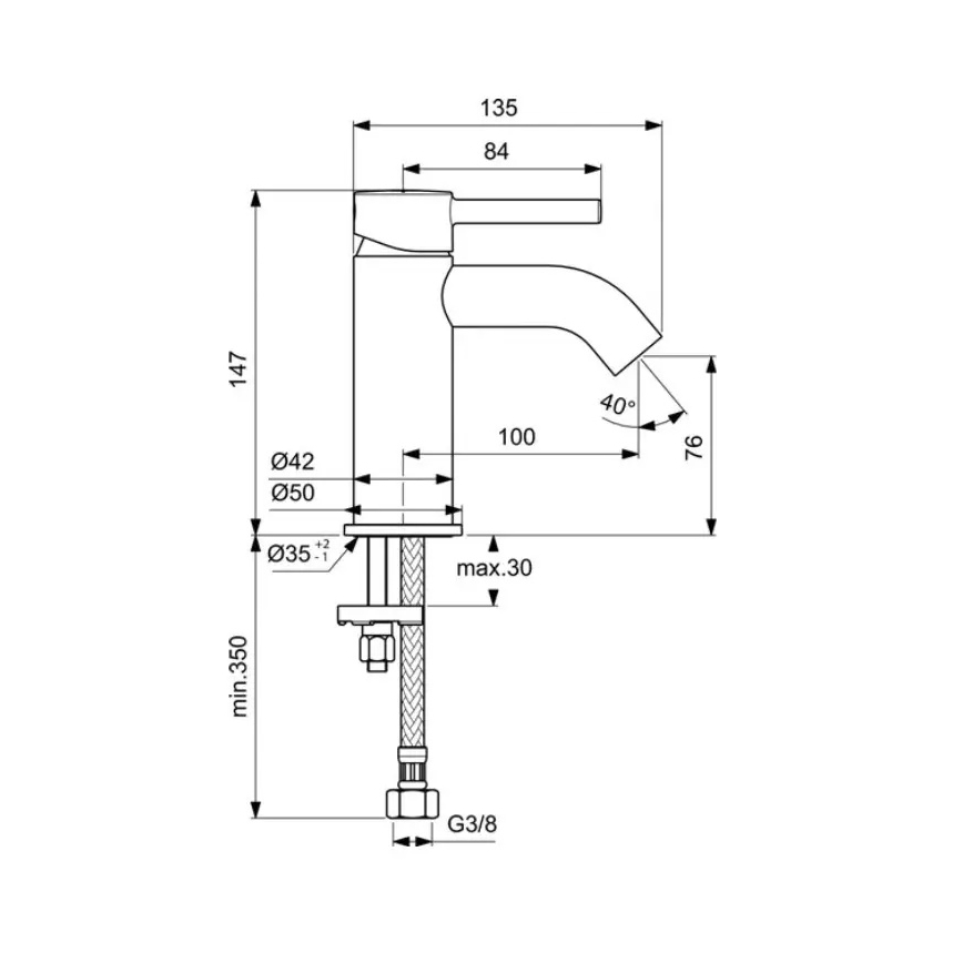 Ideal Standard BC268AA - Μπαταρία νιπτήρα CERALINE 14,7 εκ. σε γυαλιστερό χρώμιο