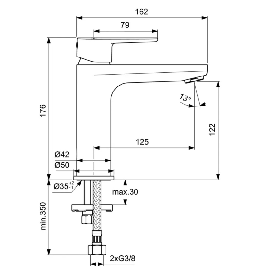 Ideal Standard BC554AA - Μπαταρία νιπτήρα CERAFINE MODEL O 17,6 cm γυαλιστερό χρώμιο