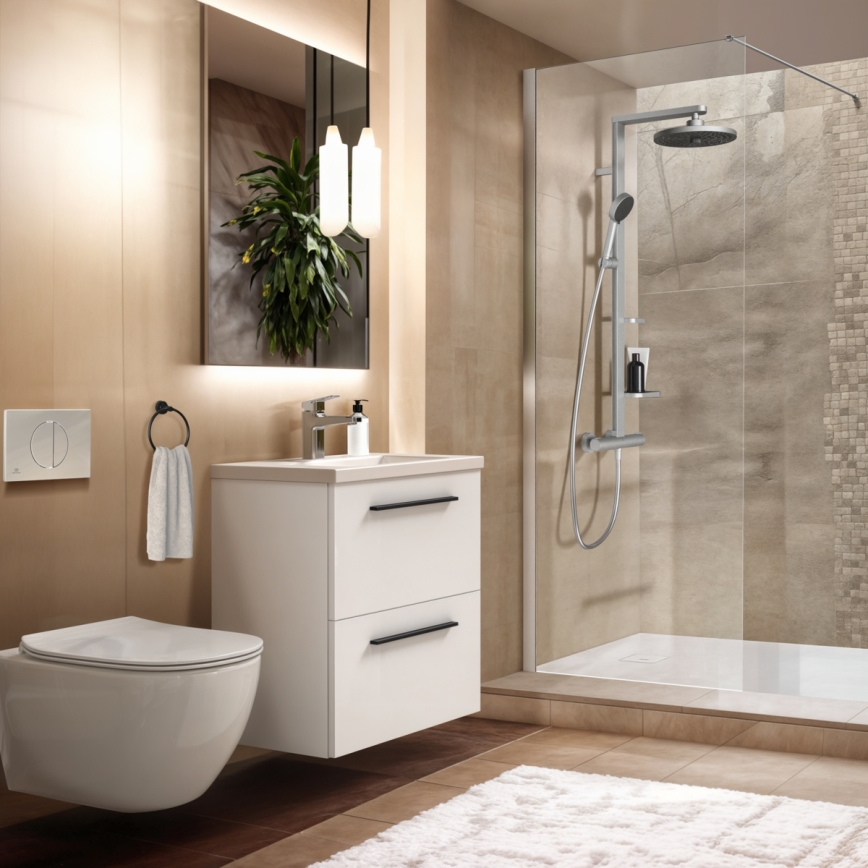 Ideal Standard BD583SI - Σετ ντους με θερμοστατική μπαταρία CERATHERM ALU+ σε ματ χρώμιο