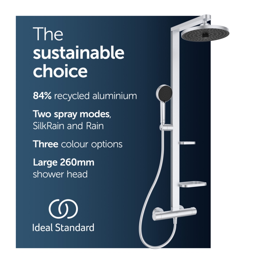 Ideal Standard BD583SI - Σετ ντους με θερμοστατική μπαταρία CERATHERM ALU+ σε ματ χρώμιο