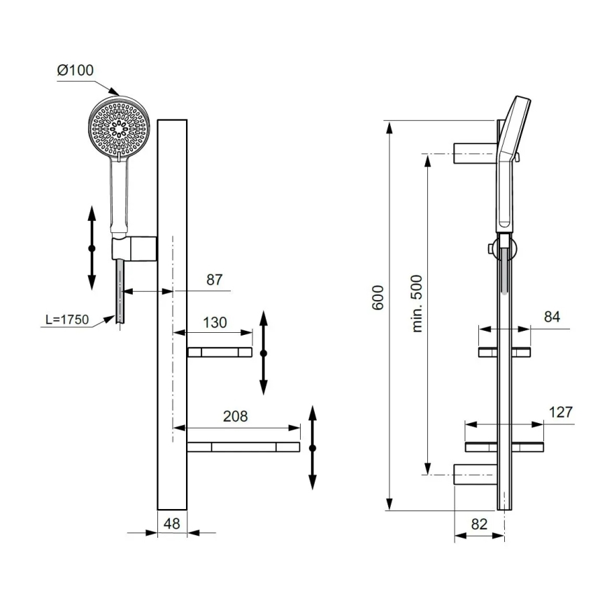 Ideal Standard BD586XG - Σετ ντους IDEALRAIN ALU+ ματ μαύρο