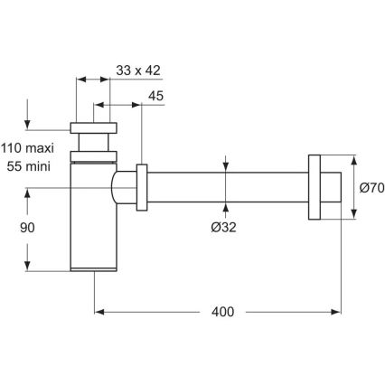 Ideal Standard D5859AA - Σιφώνι νιπτήρα, ματ χρώμιο