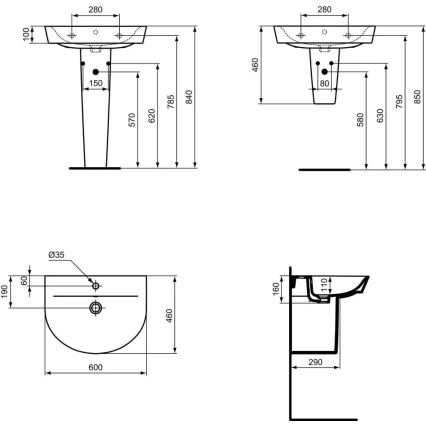 Ideal Standard E069401 - Επιτοίχιος νιπτήρας CONNECT AIR 60x46 cm κεραμικός/λευκός