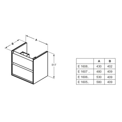 Ideal Standard E1606B2 - Ντουλάπι μπάνιου κάτω από τον νιπτήρα CONNECT AIR 53x40,9cm λευκό