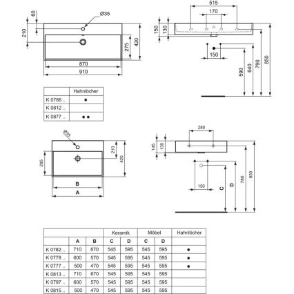 Ideal Standard K077801 - Επιτοίχιος νιπτήρας STRADA 60x42 cm κεραμικός/λευκός