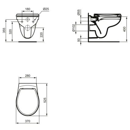 Ideal Standard K881001 - Κρεμαστή λεκάνη WC χωρίς χείλος (Rimless) EUROVIT κεραμική/λευκή