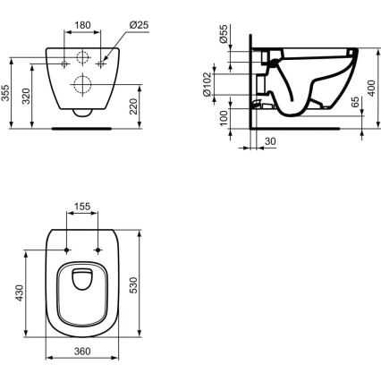 Ideal Standard T007801 - Κρεμαστή λεκάνη WC TESI κεραμική/λευκή