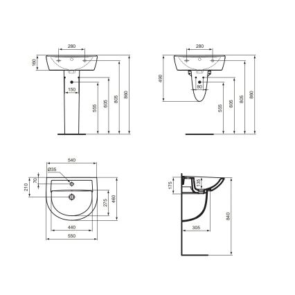 Ideal Standard W332601 - Κρεμαστός νιπτήρας EUROVIT 55x46 cm, κεραμικός/λευκός