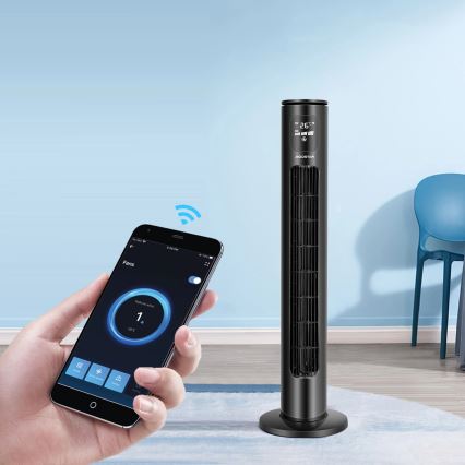 igostar - Ανεμιστήρας Πύργος 50W/230V μαύρο Wi-Fi + τηλεχειριστήριο