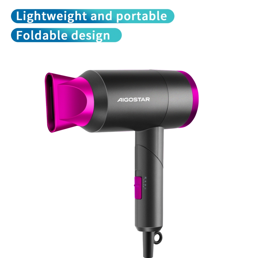 igostar - Σεσουάρ ταξιδιού 1800W/230V μωβ / μαύρο