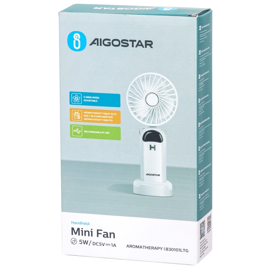 igostar - Επαναφορτιζόμενο ανεμιστηράκι χειρός 4W/5V 1200mAh λευκό