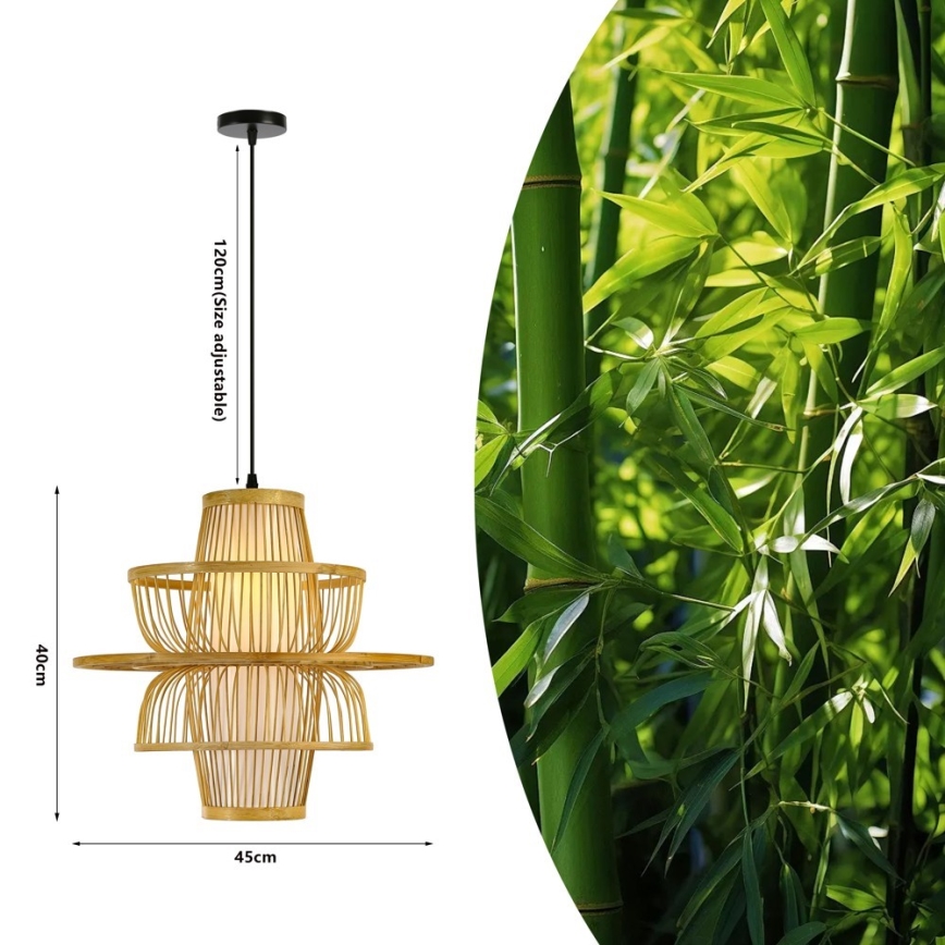 Κρεμαστό φωτιστικό οροφής PINCHOS 1xE27/40W/230V διάμετρος 45 cm μπαμπού