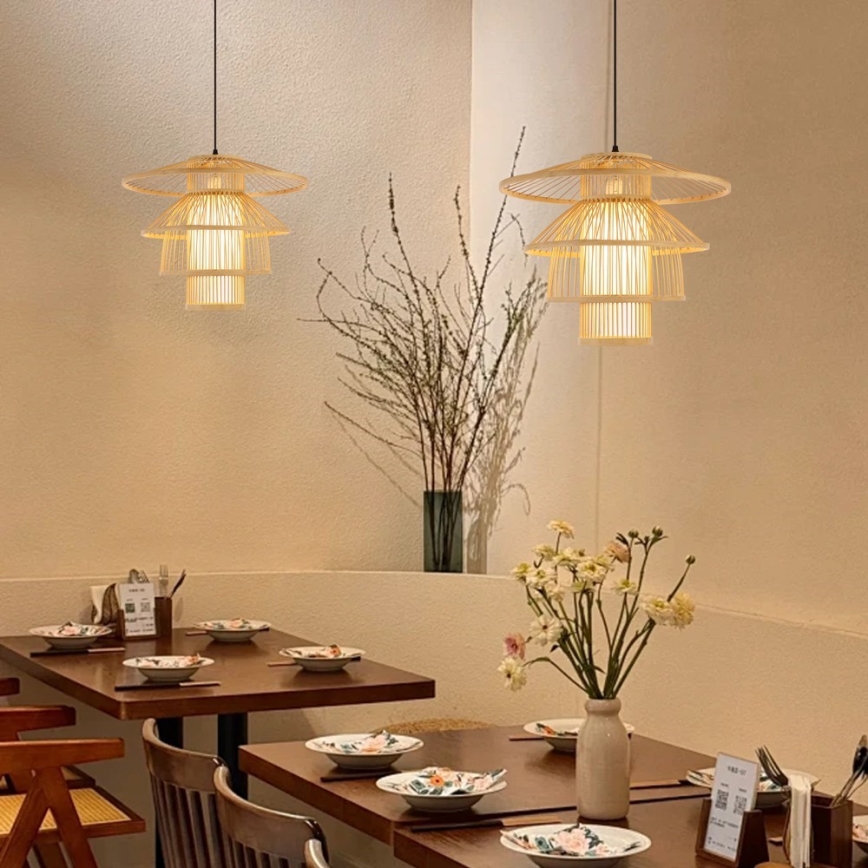 Κρεμαστό φωτιστικό οροφής PINCHOS 1xE27/40W/230V διάμετρος 50 cm μπαμπού