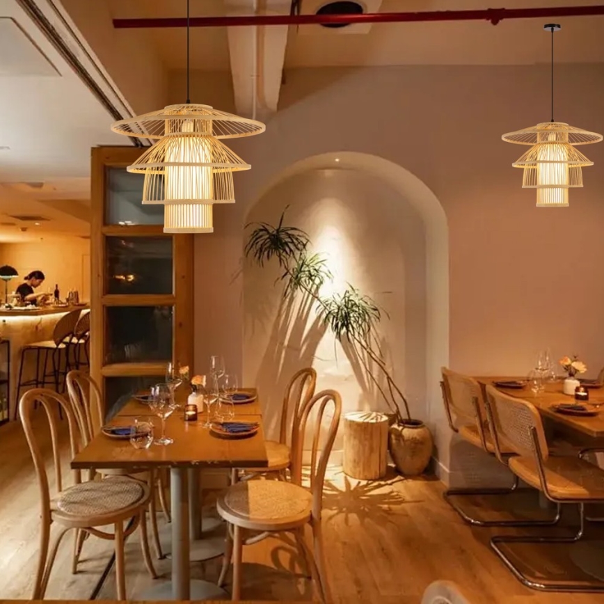 Κρεμαστό φωτιστικό οροφής PINCHOS 1xE27/40W/230V διάμετρος 50 cm μπαμπού