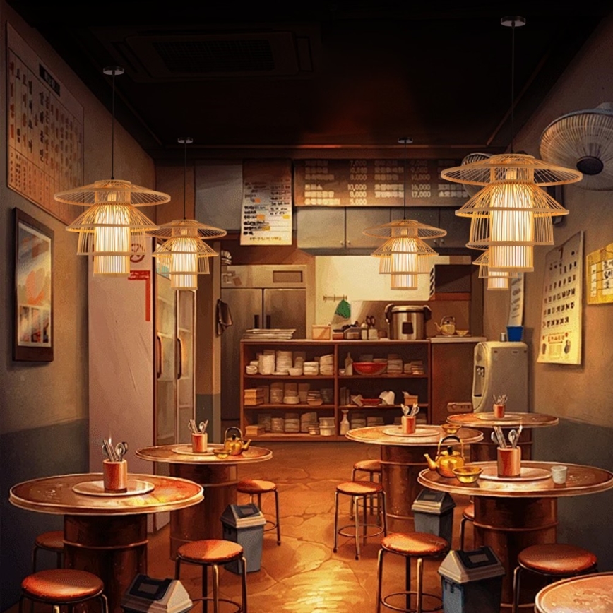 Κρεμαστό φωτιστικό οροφής PINCHOS 1xE27/40W/230V διάμετρος 50 cm μπαμπού