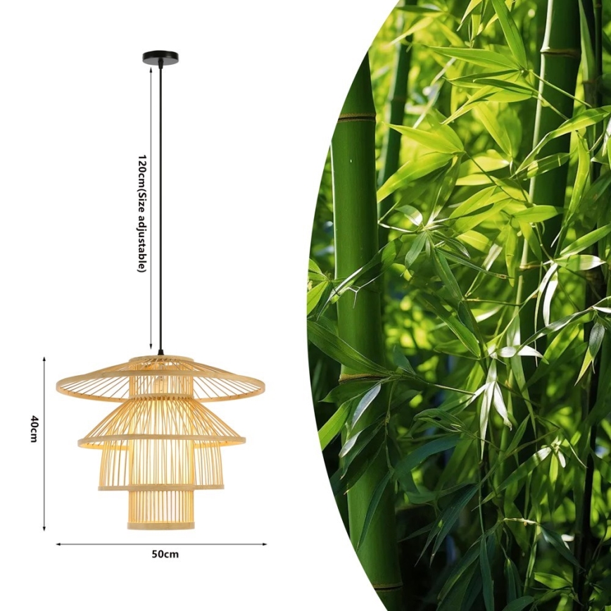 Κρεμαστό φωτιστικό οροφής PINCHOS 1xE27/40W/230V διάμετρος 50 cm μπαμπού