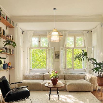 Κρεμαστό φωτιστικό οροφής PINCHOS 1xE27/40W/230V διάμετρος 40 cm μπαμπού