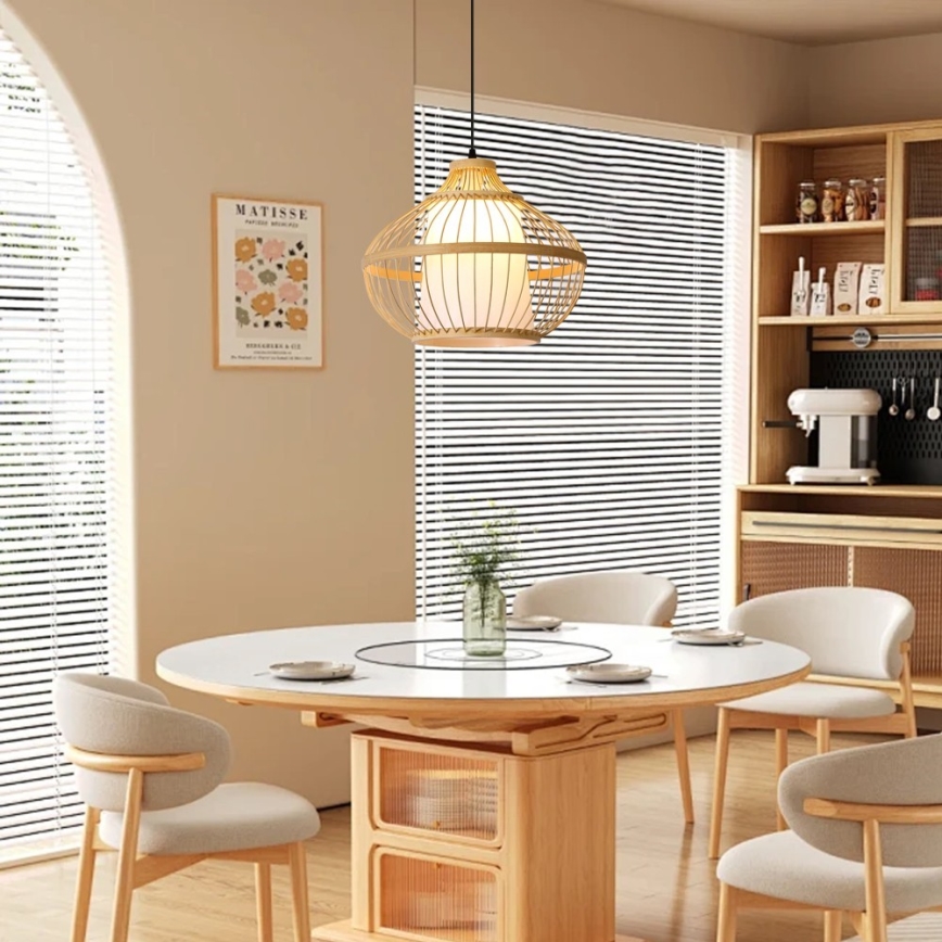 Κρεμαστό φωτιστικό οροφής PINCHOS 1xE27/40W/230V διάμετρος 40 cm μπαμπού