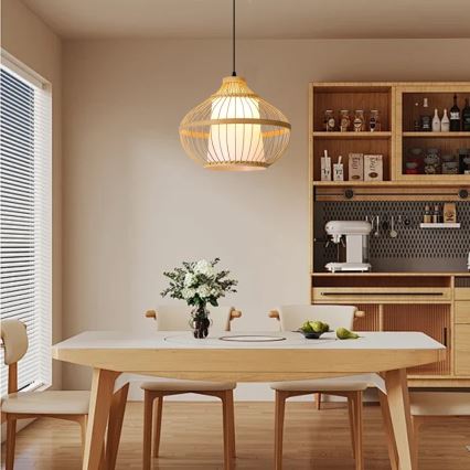 Κρεμαστό φωτιστικό οροφής PINCHOS 1xE27/40W/230V διάμετρος 40 cm μπαμπού