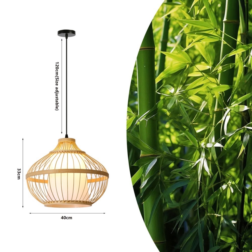 Κρεμαστό φωτιστικό οροφής PINCHOS 1xE27/40W/230V διάμετρος 40 cm μπαμπού