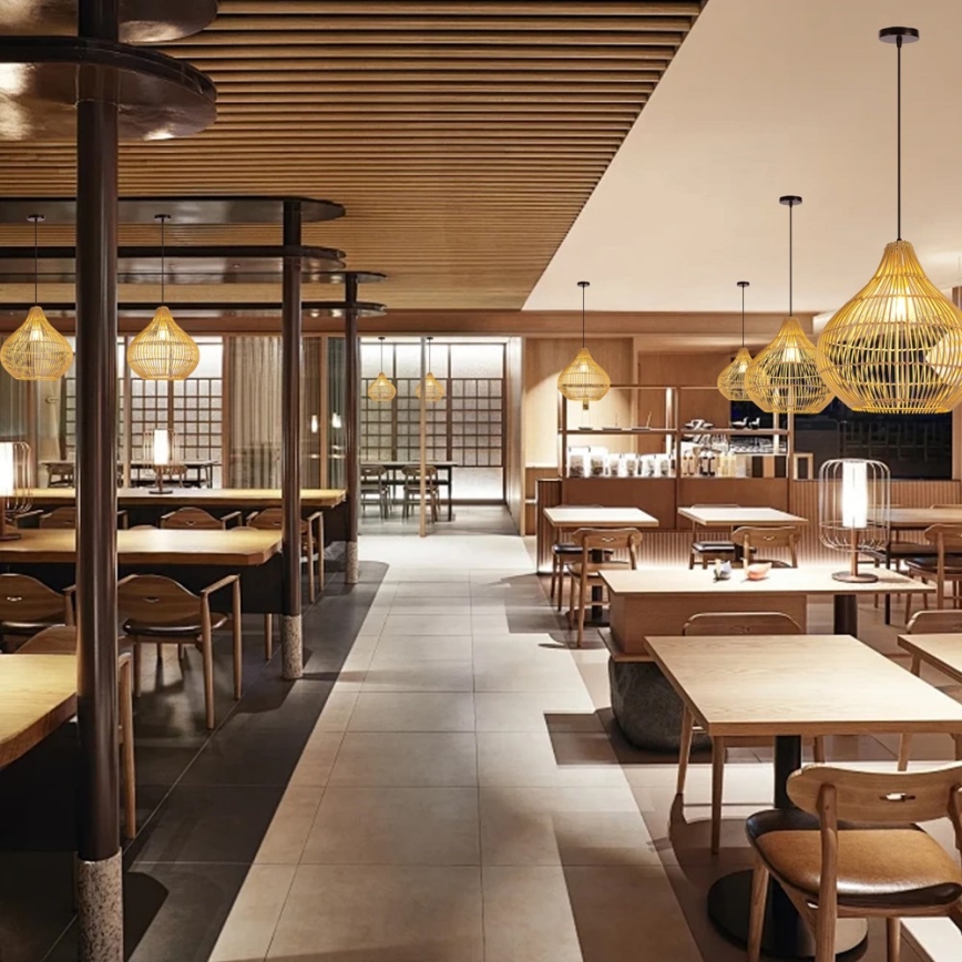 Κρεμαστό φωτιστικό οροφής PELO 1xE27/40W/230V διάμετρος 40 cm rattan