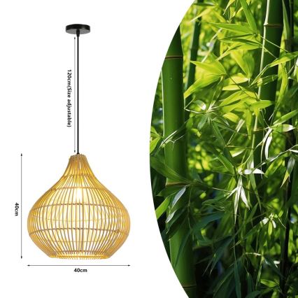 Κρεμαστό φωτιστικό οροφής PELO 1xE27/40W/230V διάμετρος 40 cm rattan