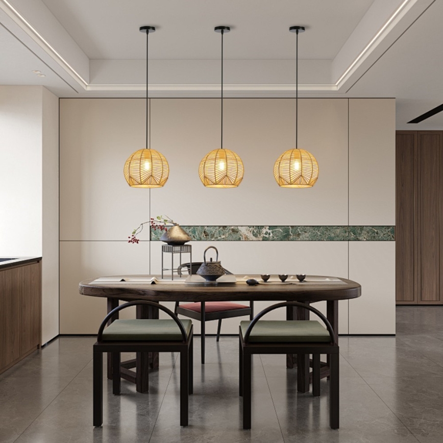 Κρεμαστό φωτιστικό οροφής PELO 1xE27/40W/230V διάμετρος 30 cm rattan